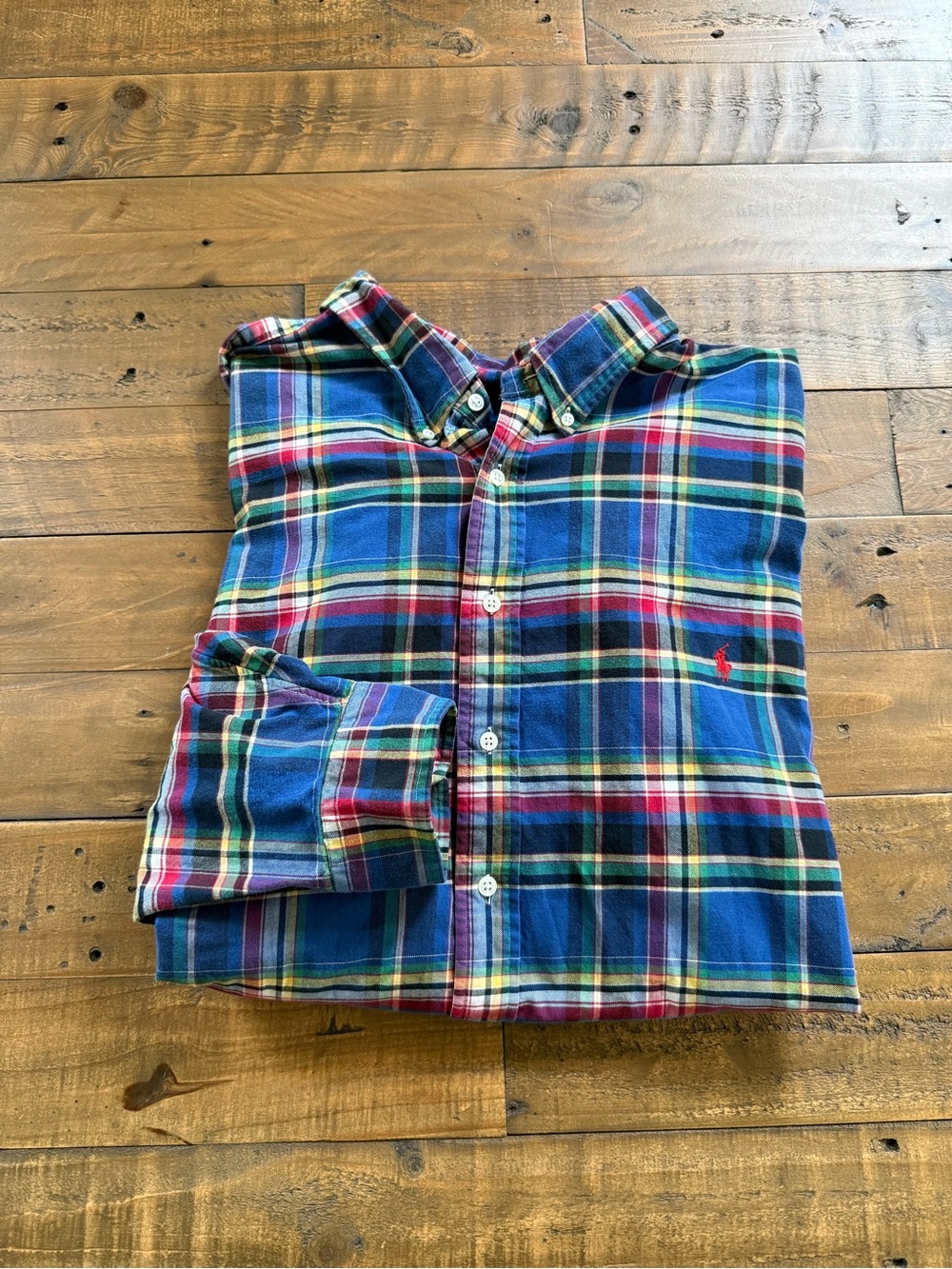 Men’s Polo by Ralph Lauren oversized Blue Plaid Button-Down Shirt 4XL